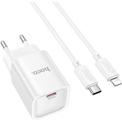 Зарядний пристрій HOCO C148A Charm USB-C PD30W + cable USB-C to Lightning White (6942007630313)