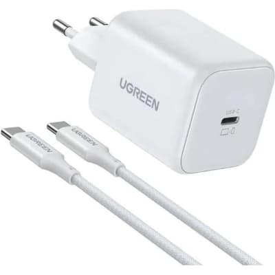 Зарядний пристрій Ugreen USB-C GaN 45W + cable USB-C to USB-C X524 white (65055)