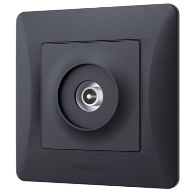ТВ розетка Videx BINERA TV одинарна телевізійна чорні (VF-BNSK1TVME-BG)