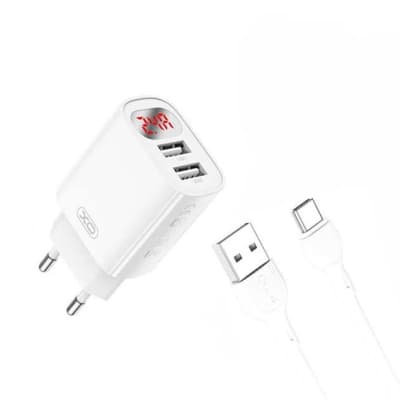 Зарядний пристрій XO L95 (2USB/2.4A) + USB - Type-C White (XO-L95-T)