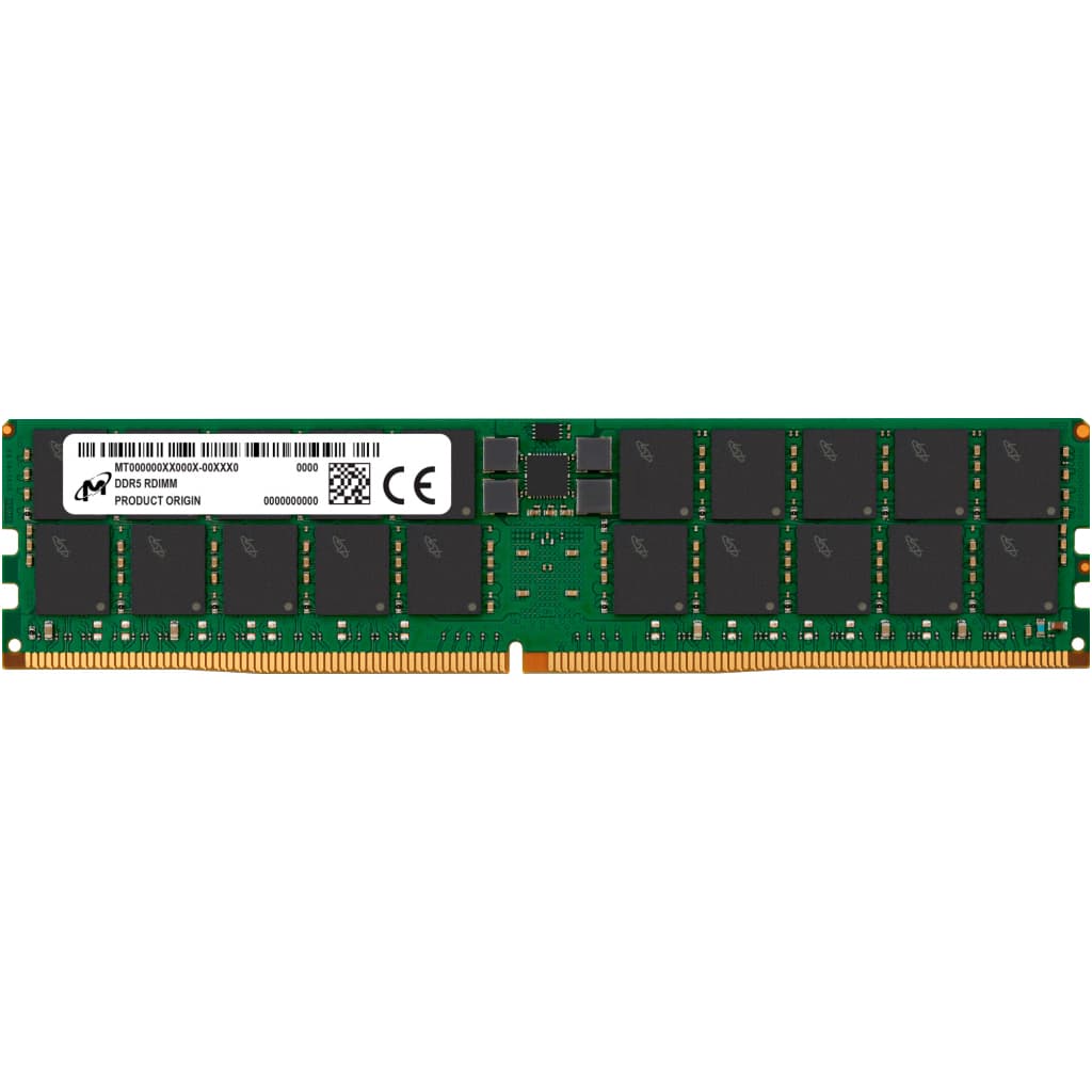 Модуль пам'яті для сервера Micron 64GB DDR5 RDIMM 2Rx4 5600MHz CL46 (16Gbit) (Single Pack) (MTC40F2046S1RC56BR)