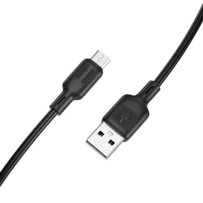 Дата кабель USB 2.0 AM to Micro 5P 1.0m silicone black BOROFONE (6941991115417)
