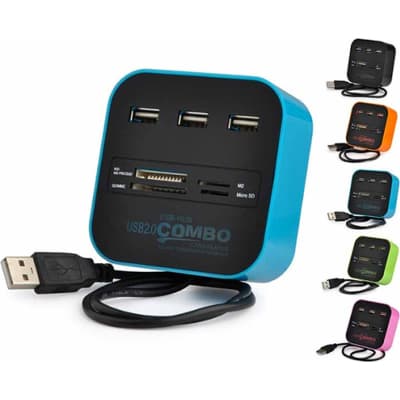 Концентратор Voltronic USB 2.0 to 3xUSB 2.0 + SD/MMC/TF/M2 blue/black (CUB3-Bl)