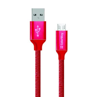 Дата кабель USB 2.0 AM to Micro 5P 1.0m 2.1А red ColorWay (CW-CBUM002-RD)