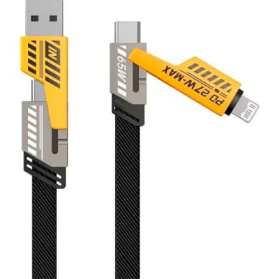 Дата кабель USB-C + USB-A to Lightning+USB-C 1.0m 65W X207 black WUW (6972573336524)