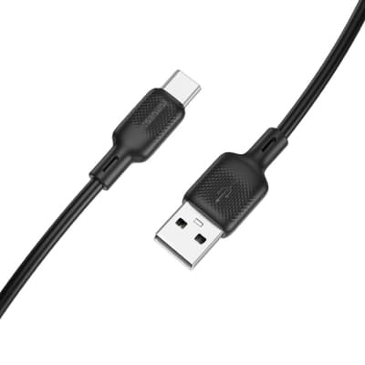 Дата кабель USB 2.0 AM to USB-C 1.0m silicone black BOROFONE (6941991115431)