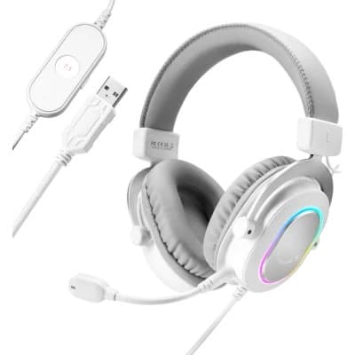 Навушники Fifine H6 RGB 7.1 White (H6W)