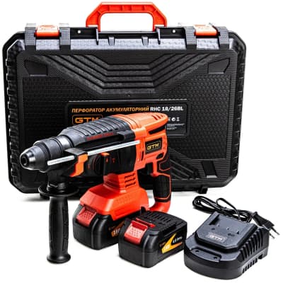 Перфоратор GTM RHC18/26BL, 18В, 2,5Дж, 0-1000об/хв 2x4Ah, кейс (RHC18/26BL)