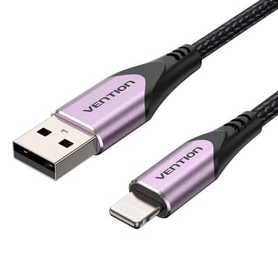 Дата кабель USB 2.0 AM to Lightning 2.0m 2.4A Aluminum Alloy Purple VENTION (LABVH)