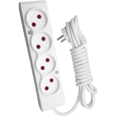 Мережевий подовжувач TECCO 3м 4 поста white (8681277841477)