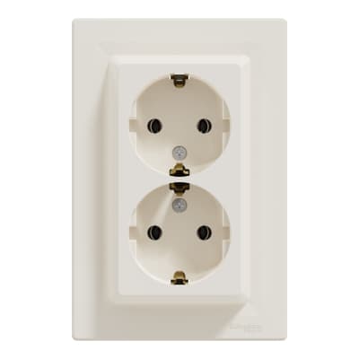 Розетка Schneider Electric ASFORA із заземленням подвійна крем 16А (EPH9900123)