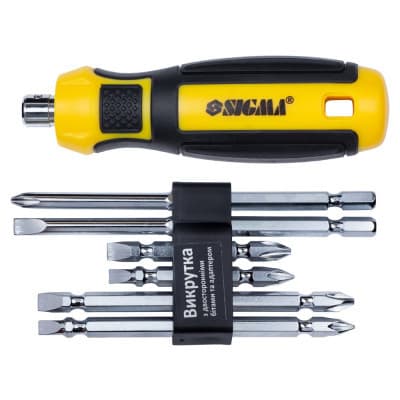 Набір викруток Sigma з двосторонніми бітами 6в1 + адаптер CrV Mega (4009711)