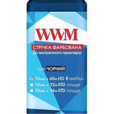 Стрічка до принтерів 13мм х 60м HD п. Black WWM (M13.60HR)