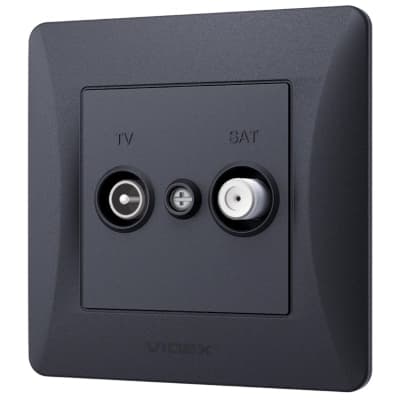 ТВ розетка Videx BINERA TV одинарна телевізійна чорні (VF-BNSK2TVSATE-BG)