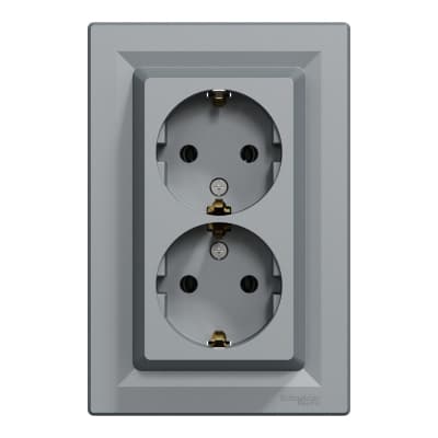 Розетка Schneider Electric ASFORA із заземленням подвійна сталь 16А (EPH9900162)