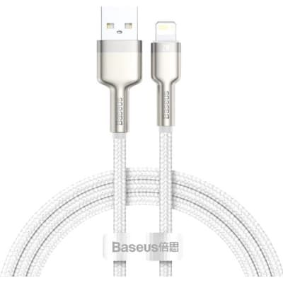 Дата кабель USB 2.0 AM to Lightning 2.0m Cafule Series Metal 2.4A White Baseus (CALJK-B02)