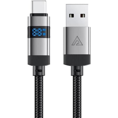 Дата кабель USB 2.0 AM to USB-C 1.2m digital display braided C15-04 black Acefast (6974316283737)