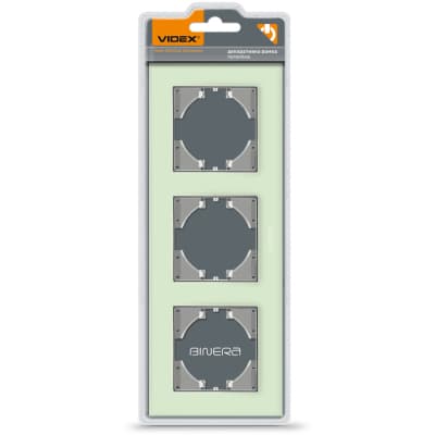 Рамка Videx BINERA зелене скло 3 поста (VF-BNFRG3H-GR)