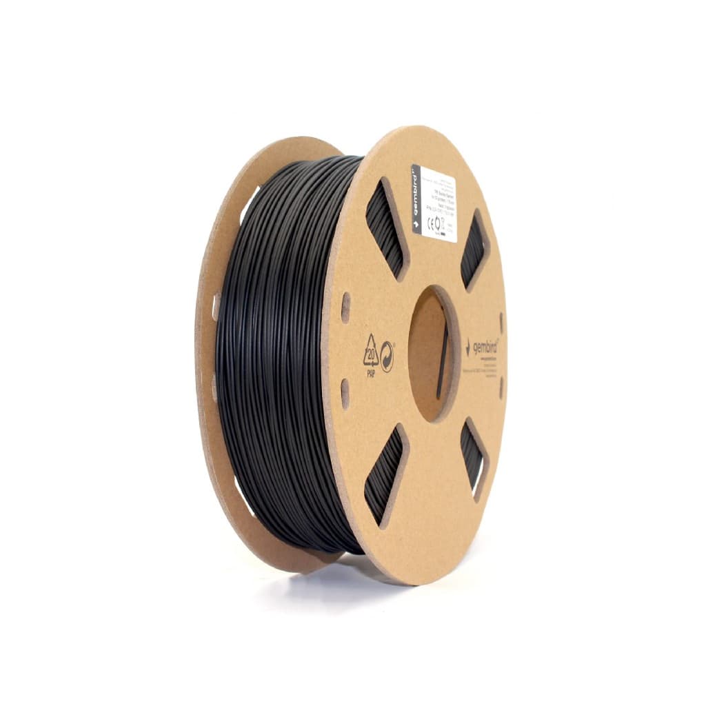 Пластик для 3D-принтера Gembird TPE, 1.75 мм, Black, 1kg (3DP-TPE1.75-01-BK)