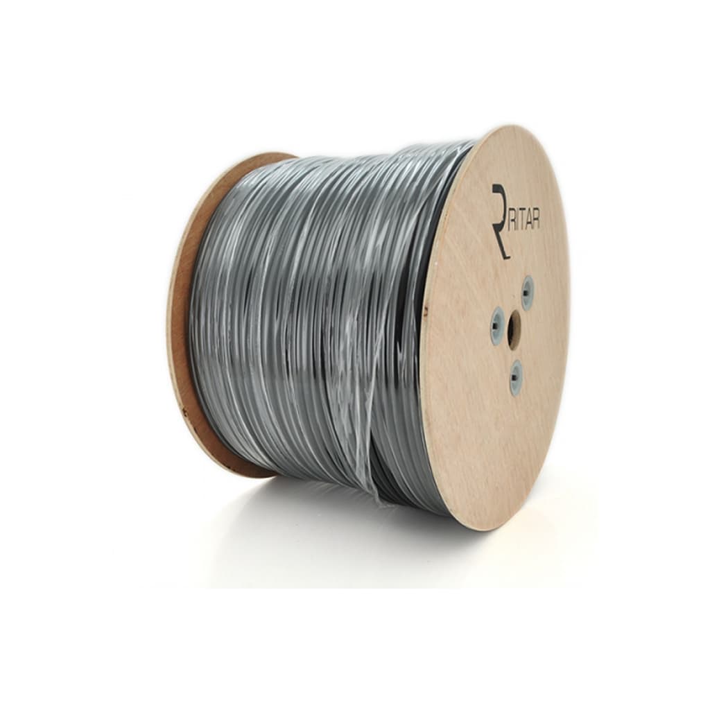 Кабель комбінований Ritar RG690 75 Ом 1,02мм.CCA, 64x0.12m CCA, 2x0.5mm2, black, 305м (B305-RG690CCA+2x0.5mm CU)