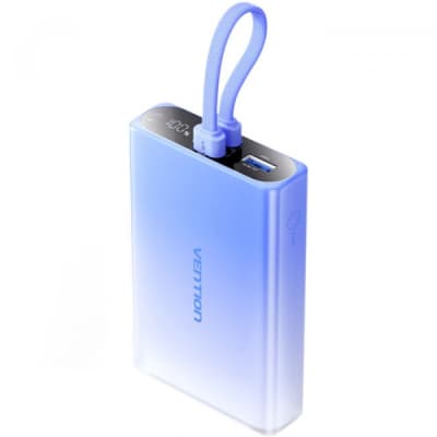 Батарея універсальна VENTION 10000mAh 22,5W PD, USB-A, USB-C In/Out, Lightning In/Out, LED display, Blue (FHZL0)