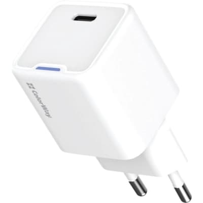 Зарядний пристрій ColorWay GaN Mini 30W PD Port PPS USB-C white (CW-CHS054PD-WT)