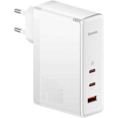 Зарядний пристрій Baseus GaN5 Pro Fast Charger 2C+U 140W + Cable 1.0m Type-C 240W white (CCGP100202)