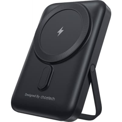 Батарея універсальна Choetech Magnetic Wireless 10000mAh 20W, PD, Qi-15W, USB-C In/Out, with holder, Black (B743-CCBK)