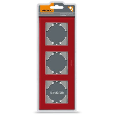 Рамка Videx BINERA червоне скло 3 поста (VF-BNFRG3H-RD)