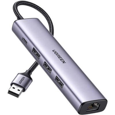 Концентратор Ugreen USB 3.0 to 3хUSB 3.0/Type-C+RJ45(1000M) Ethernet 5in1 CM475 (60554)