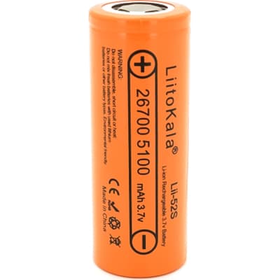 Акумулятор 26700 Li-Ion 5000mah 5100-5200mah, 3.7V (2.75-4.2V), Orange Liitokala (Lii-52S)