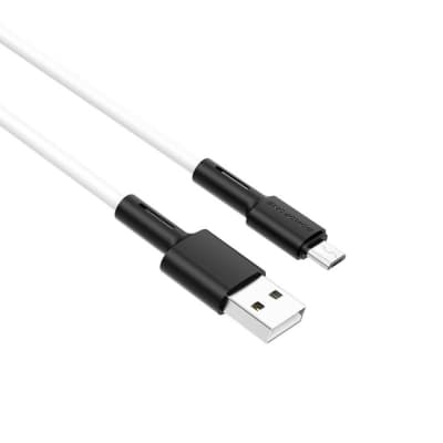 Дата кабель USB 2.0 AM to Micro 5P 1.0m silicone white BOROFONE (6931474710383)