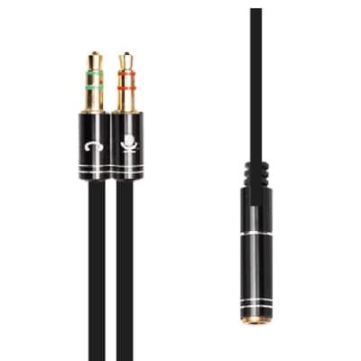 Кабель мультимедійний 3.5mm F to 2x3.5mm M 0.4m (4pin) black XoKo (AC-009)