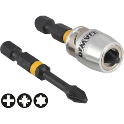 Набір біт DeWALT IMPACT TORSION, ударних, Pz2, L=50 мм, 2 шт.+магнітний тримач (DT70535T)
