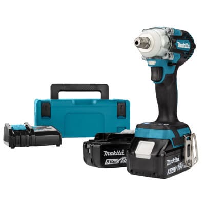 Гайковерт Makita LXT, 18V, 2x5Ah, DC18RC, Makpac, 300 Нм, 1/2" (DTW301RTJ)
