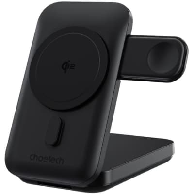 Батарея універсальна Choetech Magnetic Wireless 10000mAh 20W, PD, Qi-2 15W, USB-C, Lightning, Apple Watch charger (B750-CCBK)