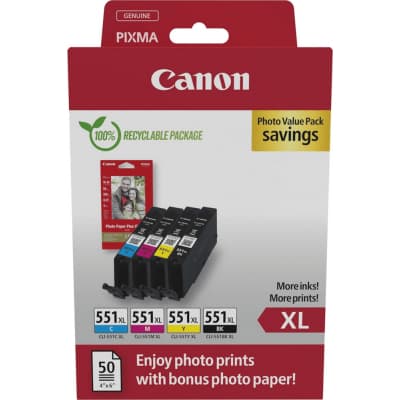 Картридж Canon CLI-551Multipack (BK,C,M,Y) XL +Paper (6443B008)