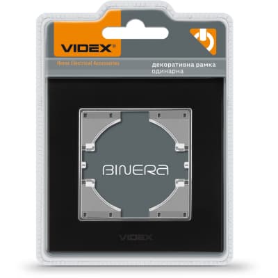 Рамка Videx BINERA чорне скло одинарна (VF-BNFRG1H-B)