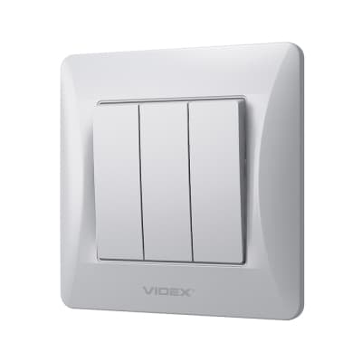 Вимикач Videx BINERA 3кл срібний шовк (VF-BNSW3-SS)