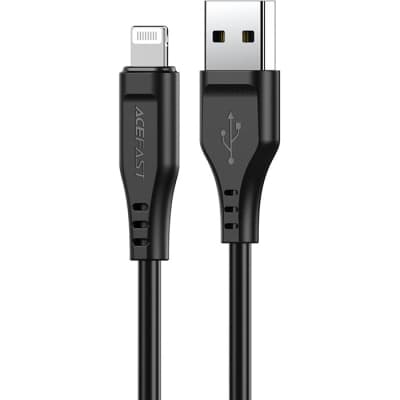 Дата кабель USB 2.0 AM to Lightning 1.2m 2.4A TPE C3-02 Black Acefast (6974316280828)