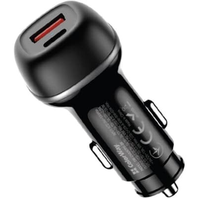 Зарядний пристрій ColorWay USB-C PD45W + USB QC3.0 car adapter (CW-CHA067PD-BK)