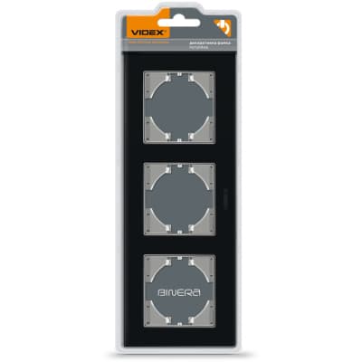 Рамка Videx BINERA чорне скло 3 поста (VF-BNFRG3H-B)