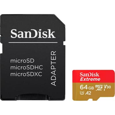 Карта пам'яті SanDisk 64GB microSD class 10 UHS-I Extreme For Action Cams and Dro (SDSQXAH-064G-GN6AA)