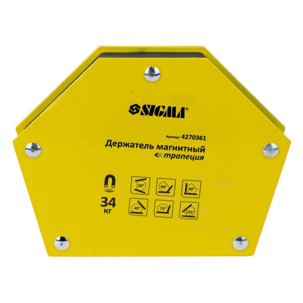 Магніт для зварювання Sigma трапеція 34кг 105x65x65x45мм (30,45,60,75,90,135 °) (4270361)