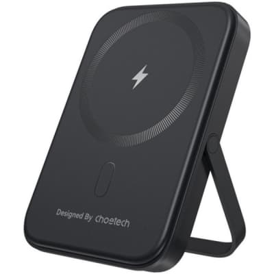 Батарея універсальна Choetech Magnetic Wireless 5000mAh 20W, PD, Qi-15W, USB-C In/Out, with holder, Black (B742-CCBK)