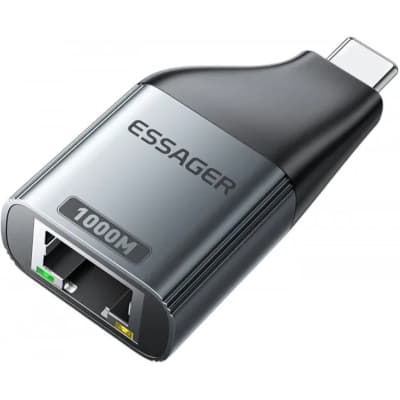 Перехідник USB-C to RJ45 1000Mbps Essager (EZJRJK-MJ0G-P)