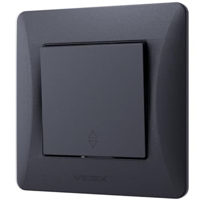 Перемикач Videx BINERA 1кл прохідний чорний графіт (VF-BNSW1P-BG)