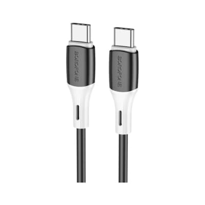Дата кабель USB-C to USB-C 1.0m 3A 60W silicone black BOROFONE (6974443384802)