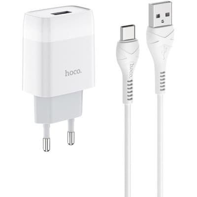Зарядний пристрій HOCO C72A Glorious single port charger set(Type-C) White (6931474713018)