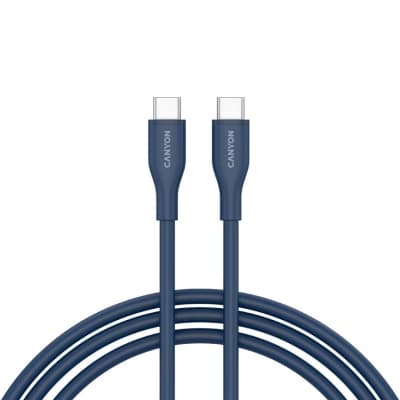 Дата кабель USB-C to USB-C 1.0m CC60SC10 60W Silicon Dark blue Canyon (CNS-CC60SC10DB)